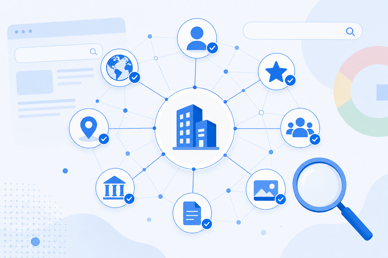 Entity SEO and knowledge graph illustration